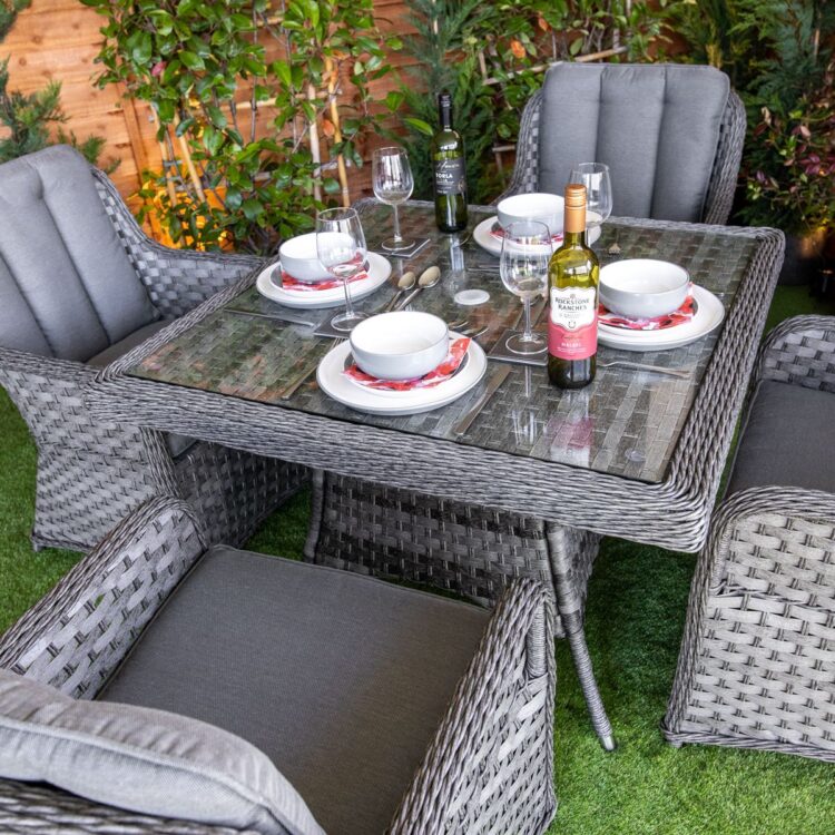 Serena Vienna Square 4 Seat Rattan Dining Set-11685