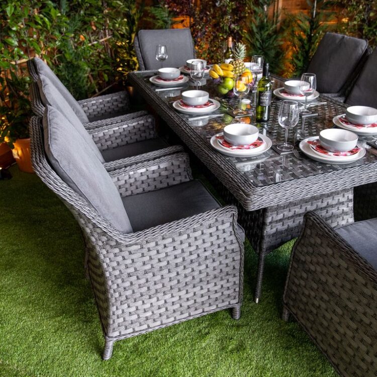 Serena Paris Rectangular 8 Seat Rattan Dining Set-11736