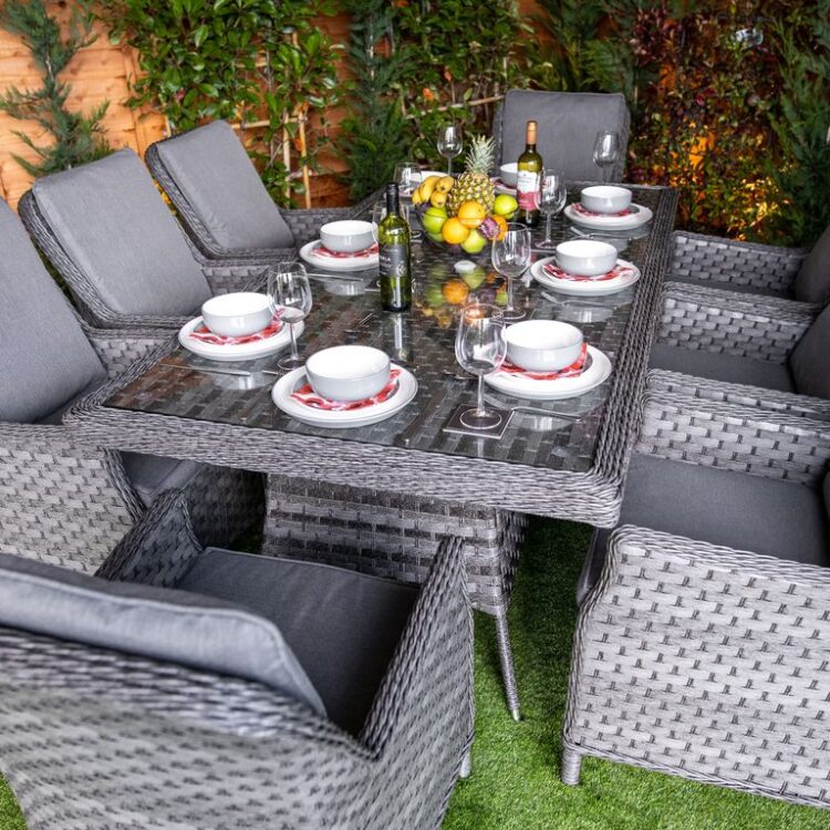 Serena Paris Rectangular 8 Seat Rattan Dining Set-11737