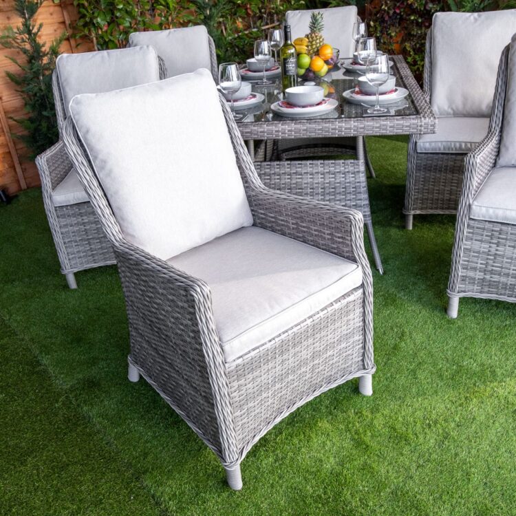 Champagne Paris Rectangular 6 Seat rattan Dining Set-11500