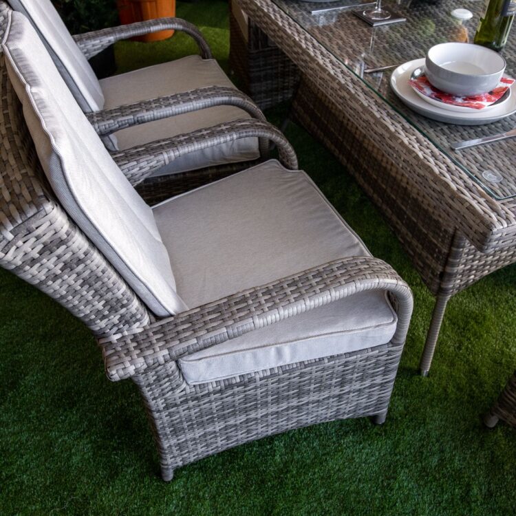 Champagne Tokyo Rectangular 6 Seat rattan Dining Set-11493