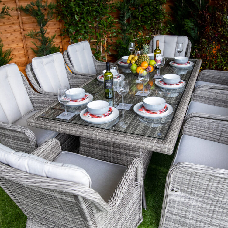 Champagne Vienna Rectangular 8 Seat rattan Dining Set-11460