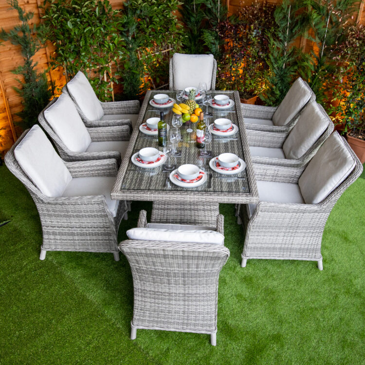 Champagne Paris Rectangular 8 Seat rattan Dining Set-0