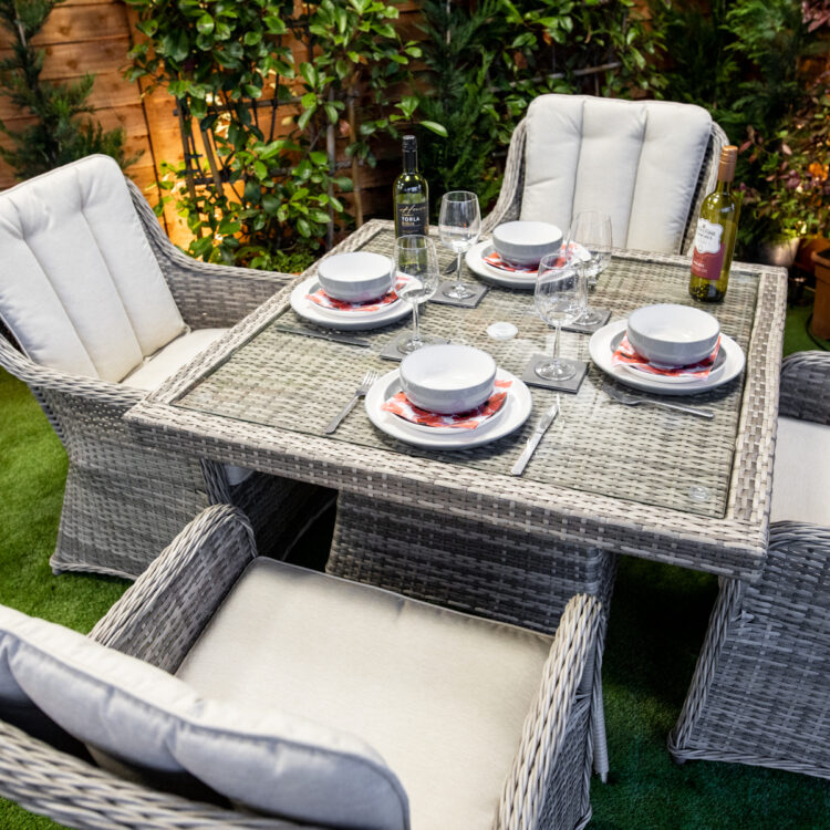 Champagne Vienna Square 4 Seat rattan Dining Set-11437