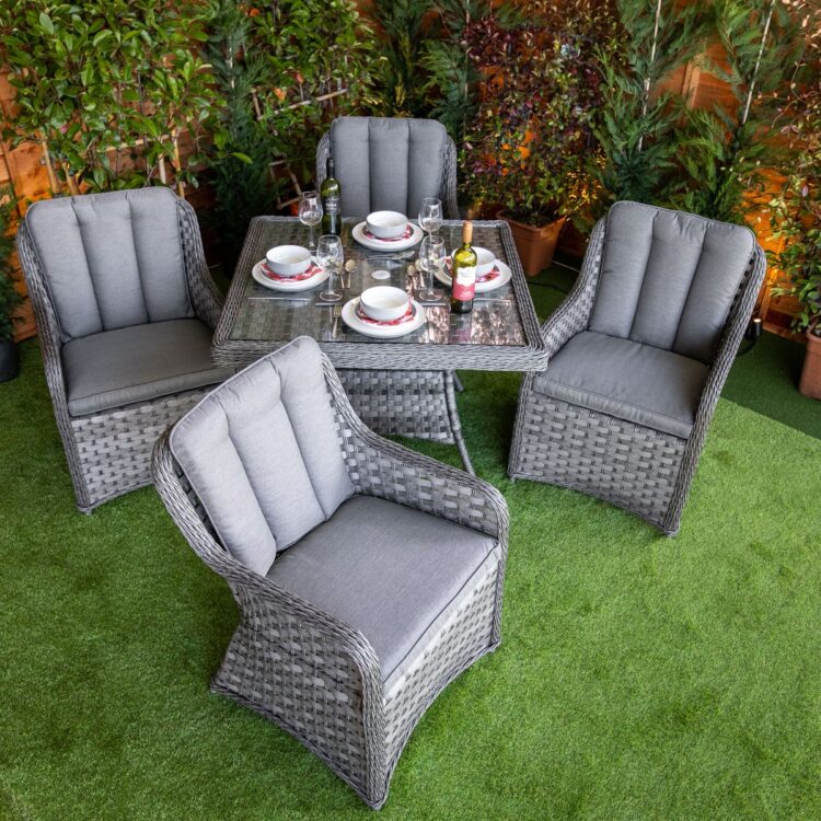 Serena Vienna Square 4 Seat Rattan Dining Set-11692