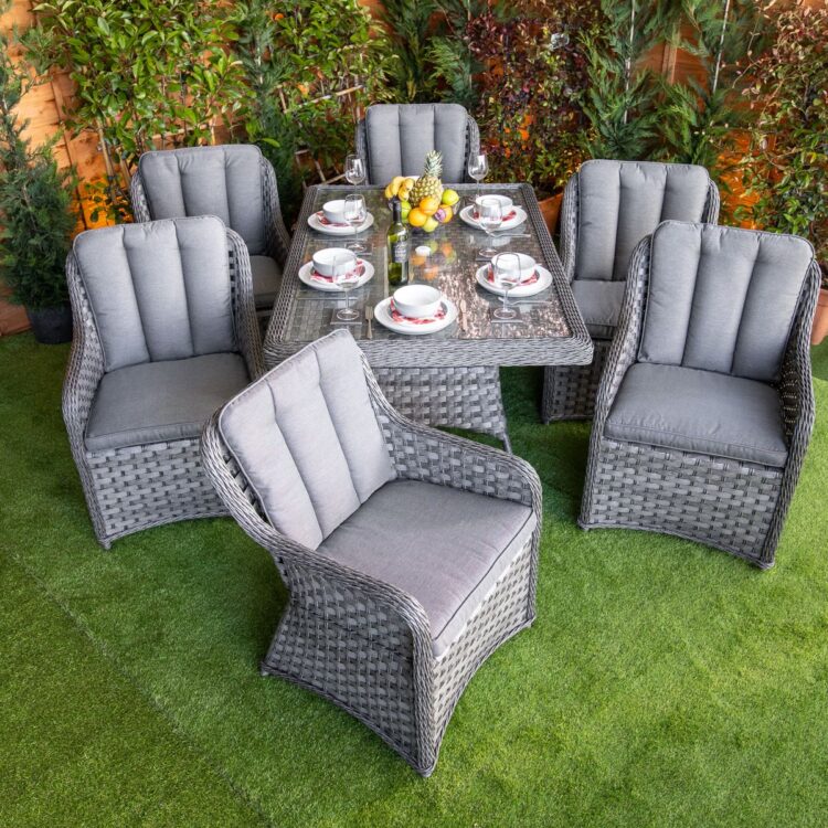 Serena Vienna Rectangular 6 Seat Rattan Dining Set-11727