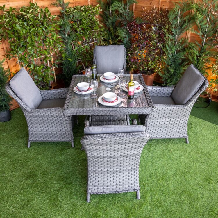 Serena Paris Square 4 Seat Rattan Dining Set-0