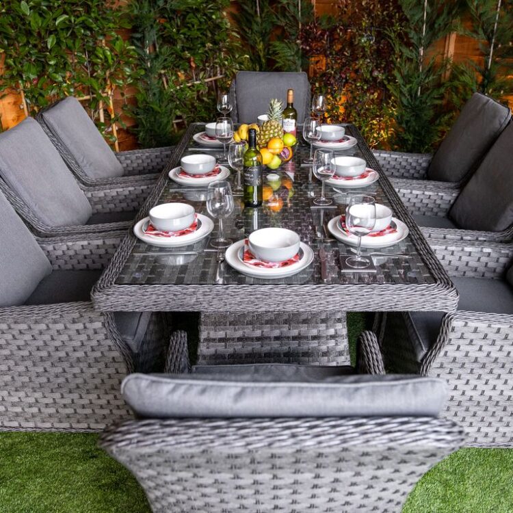 Serena Paris Rectangular 8 Seat Rattan Dining Set-11738