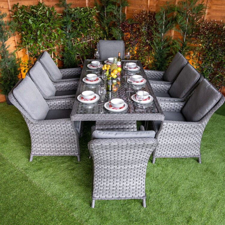 Serena Paris Rectangular 8 Seat Rattan Dining Set-0