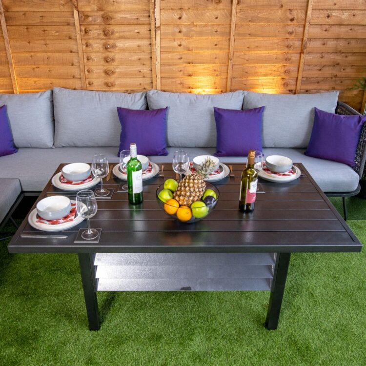 Oasis Grey Corner rattan Dining Set - Grey Cushions-12878