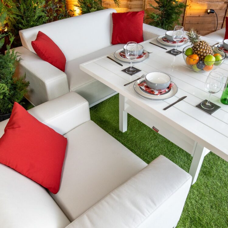 Sunbrella Bali 4 Seat 4 Piece Dining Sofa Set - White-12286