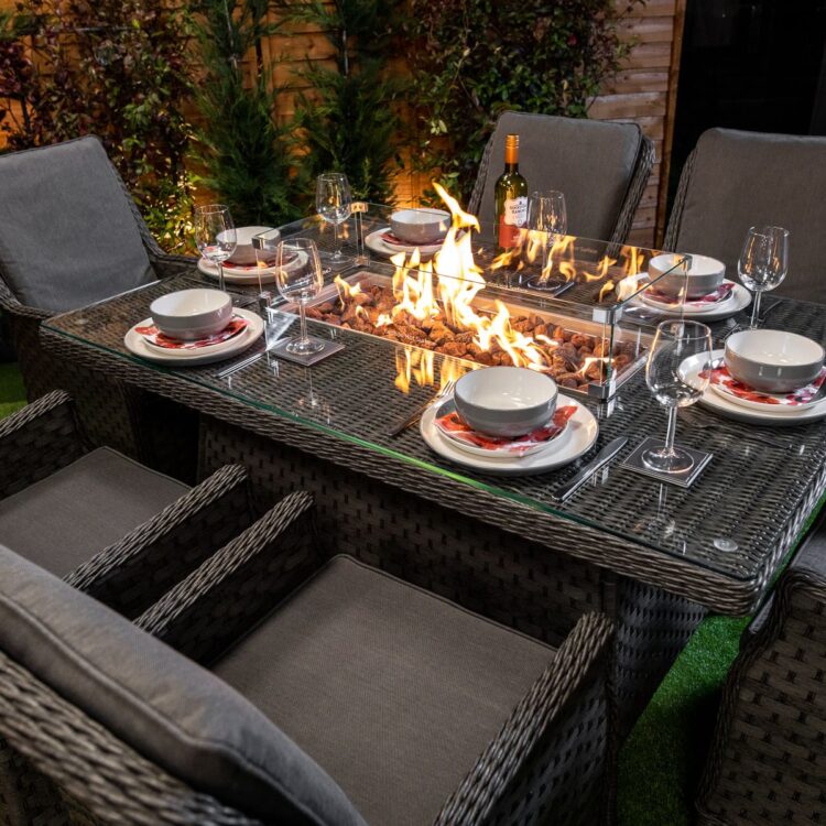 Serena Paris Rectangular 6 Seat Fire Pit Set-13186