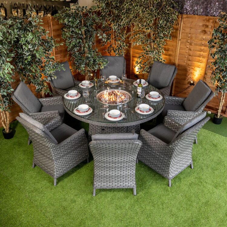 Serena Paris 8 Seat Fire Pit With 165cm Round Table-0