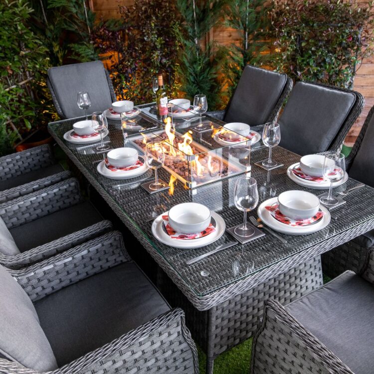 Serena Paris 8 Seat Fire Pit With 210cm Rectangular Table-13266