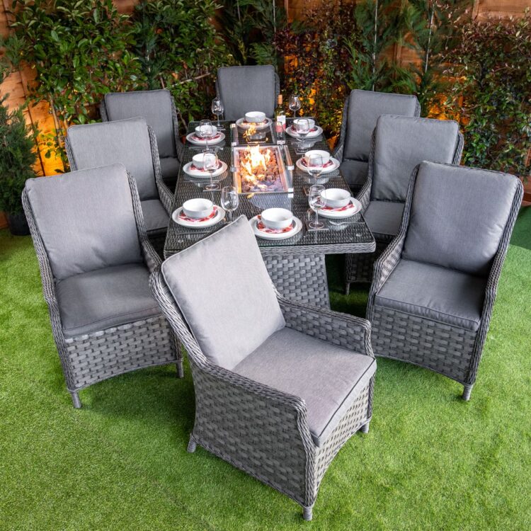 Serena Paris 8 Seat Fire Pit With 210cm Rectangular Table-13272