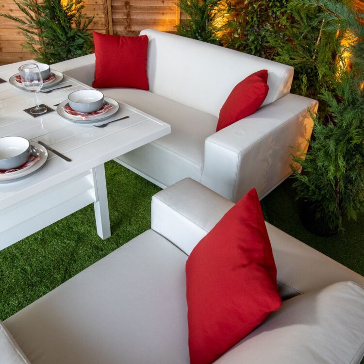 Sunbrella Bali 4 Seat 4 Piece Dining Sofa Set - White-12290