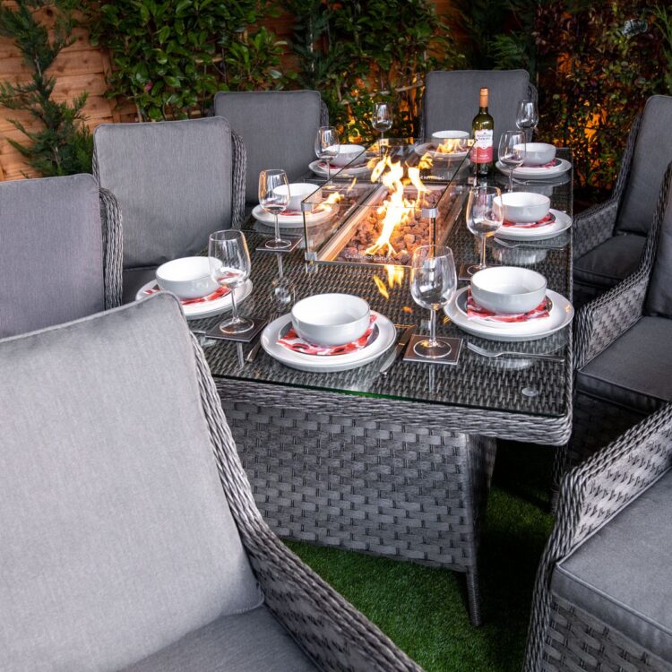 Serena Paris 8 Seat Fire Pit With 210cm Rectangular Table-13267