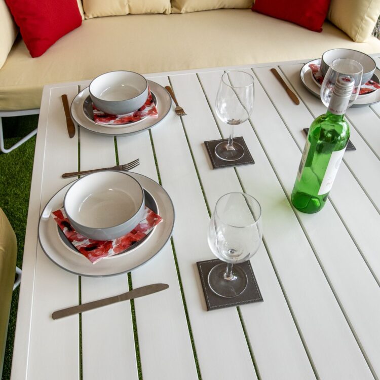 Oasis Silver 5 Seat 4 Piece rattan Dining Sofa Set - Cream Cushions-12820