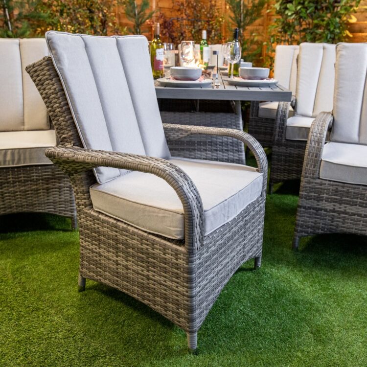 Champagne Tokyo 8 Seat rattan Rectangular Aluminium With Fire Pit-13775