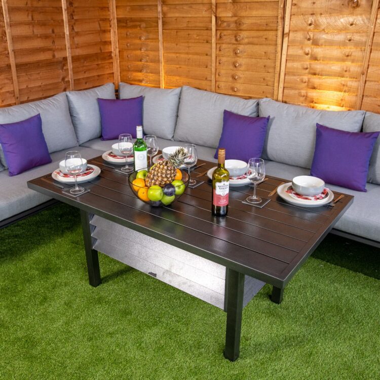 Oasis Grey Corner rattan Dining Set - Grey Cushions-12881