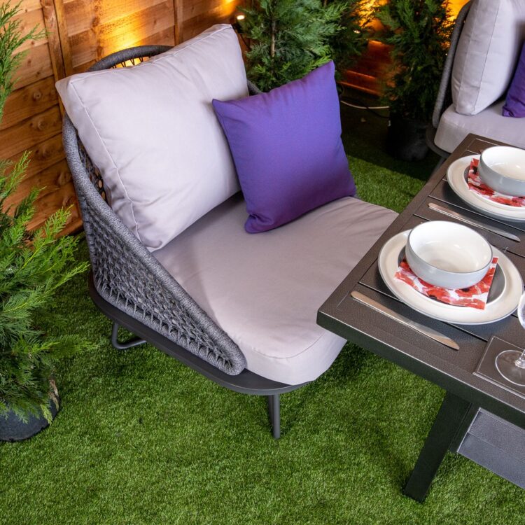 Oasis Grey 5 Seat 4 Piece rattan Dining Set - Grey Cushions-12811