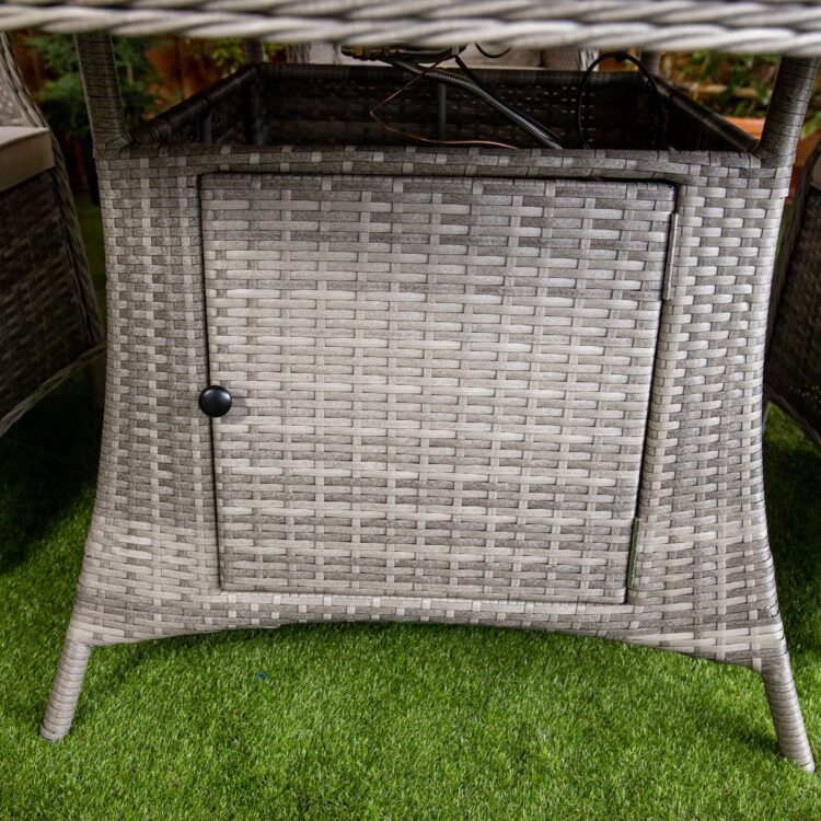 Champagne Paris Round 4 Seat rattan Fire Pit Set-13680