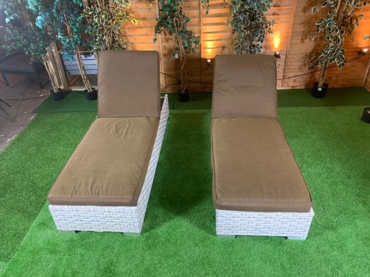 Pair Of Deluxe Rattan Loungers-15017