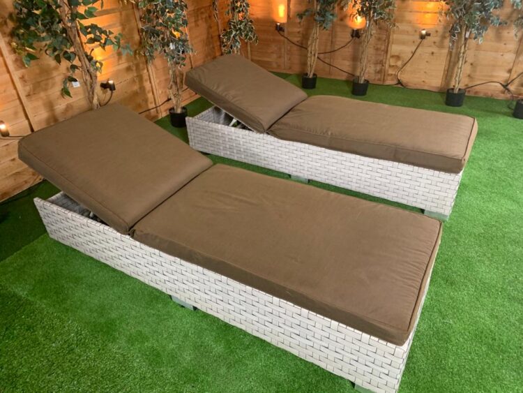 Pair Of Deluxe Rattan Loungers-0