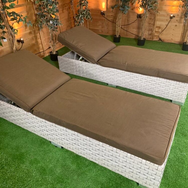 Pair Of Deluxe Rattan Loungers-0