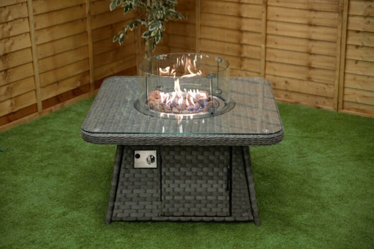 Serena Square Rattan Firepit Coffee Table with Rounded Edges-15590