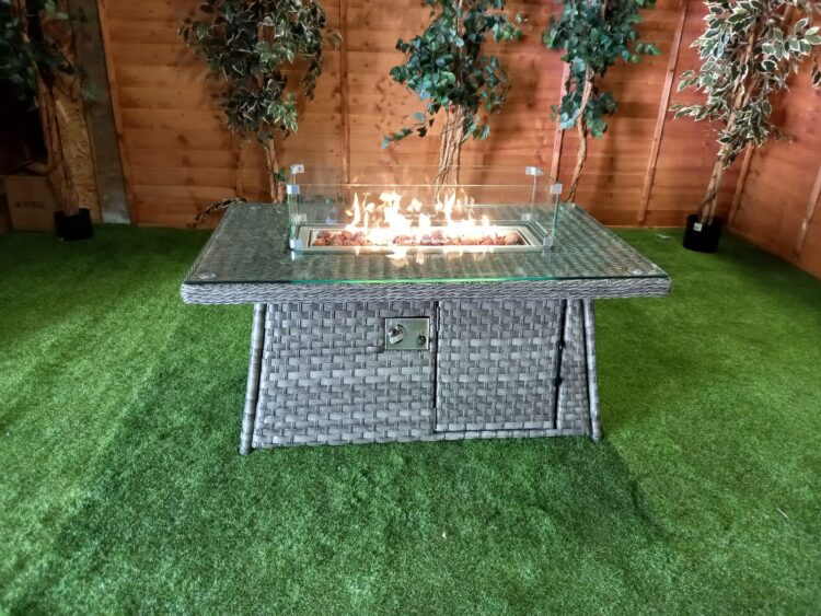 Serena Rectangular Rattan Firepit Coffee Table-15498