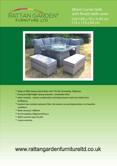 Deluxe Rain Cover for Miami rattan Corner Set and Fire Pit Table-0