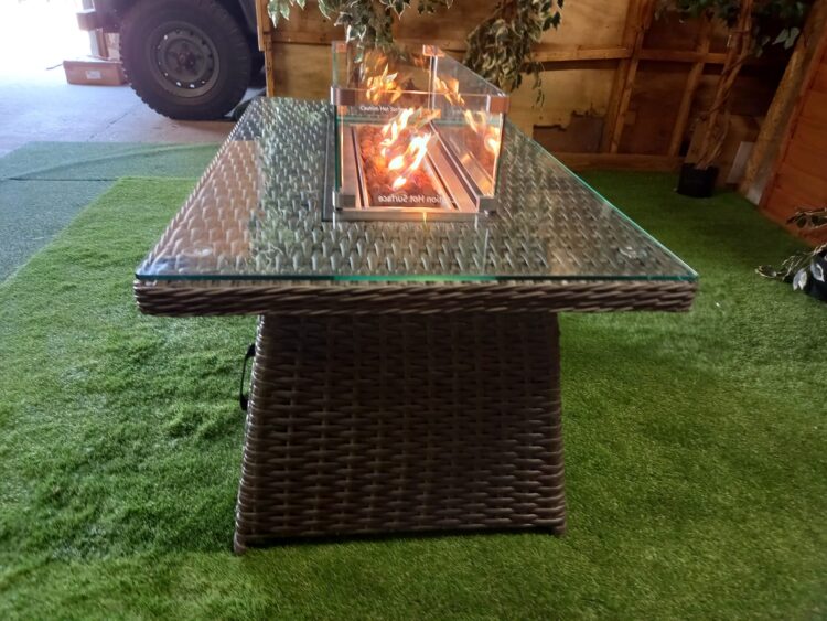 Platinum Rectangular Rattan Firepit Coffee Table-15497