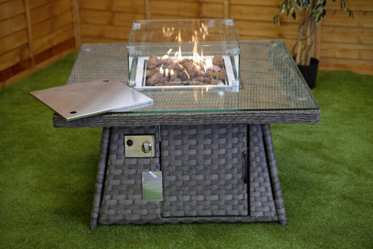 Serena Square Rattan Fire Pit Coffee Table-15592