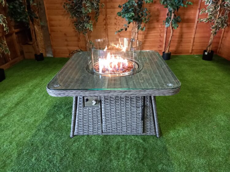 Platinum Square Fire Pit Coffee Table with Rounded Corners-0