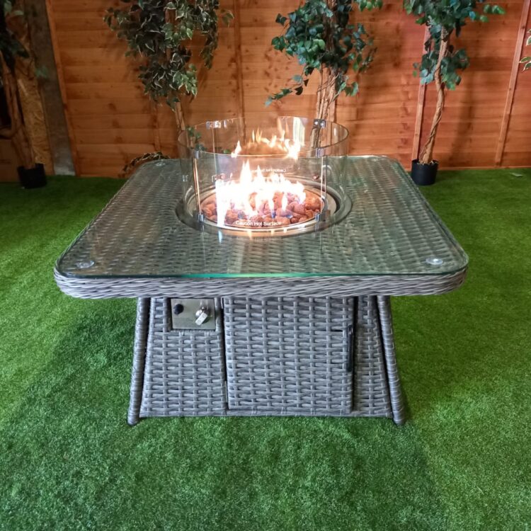 Platinum Square Fire Pit Coffee Table with Rounded Corners-0