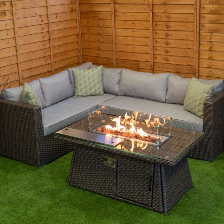 Platinum Victoria Rattan Corner Set With Fire Pit Coffee Table-0