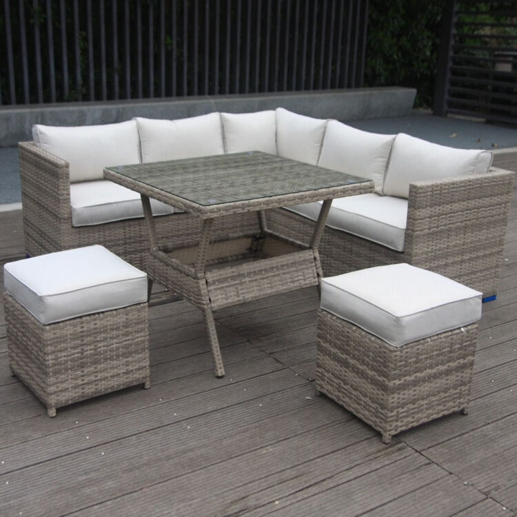 Champagne Exeter rattan Corner Dining Set-0