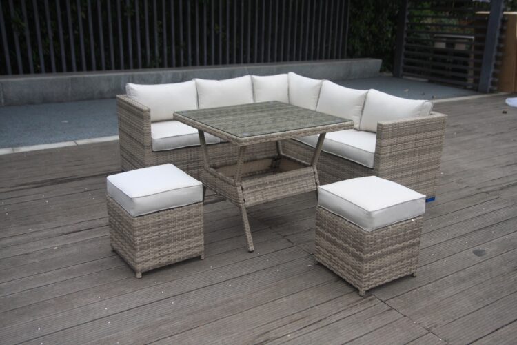 Champagne Exeter rattan Corner Dining Set-16136