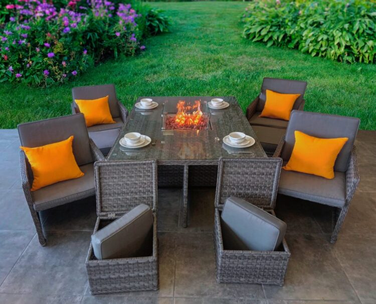 Serena 4 Seat Firepit Cube Set with 4 Footstools-0