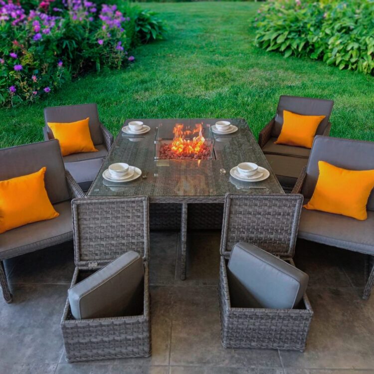 Serena 4 Seat Firepit Cube Set with 4 Footstools-0