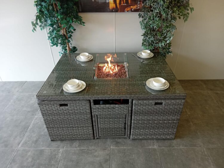 Serena 4 Seat Firepit Cube Set with 4 Footstools-16257