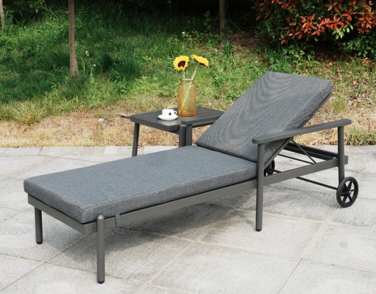 Deluxe Aluminium Sun Lounger with Side Table-0