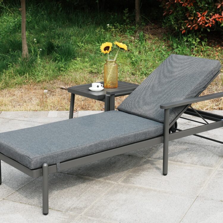 Deluxe Aluminium Sun Lounger with Side Table-0